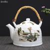 Large Capacity Ceramic High Temperature Teapot with Handle and Filter White Porcelain Restaurant Tea Pot