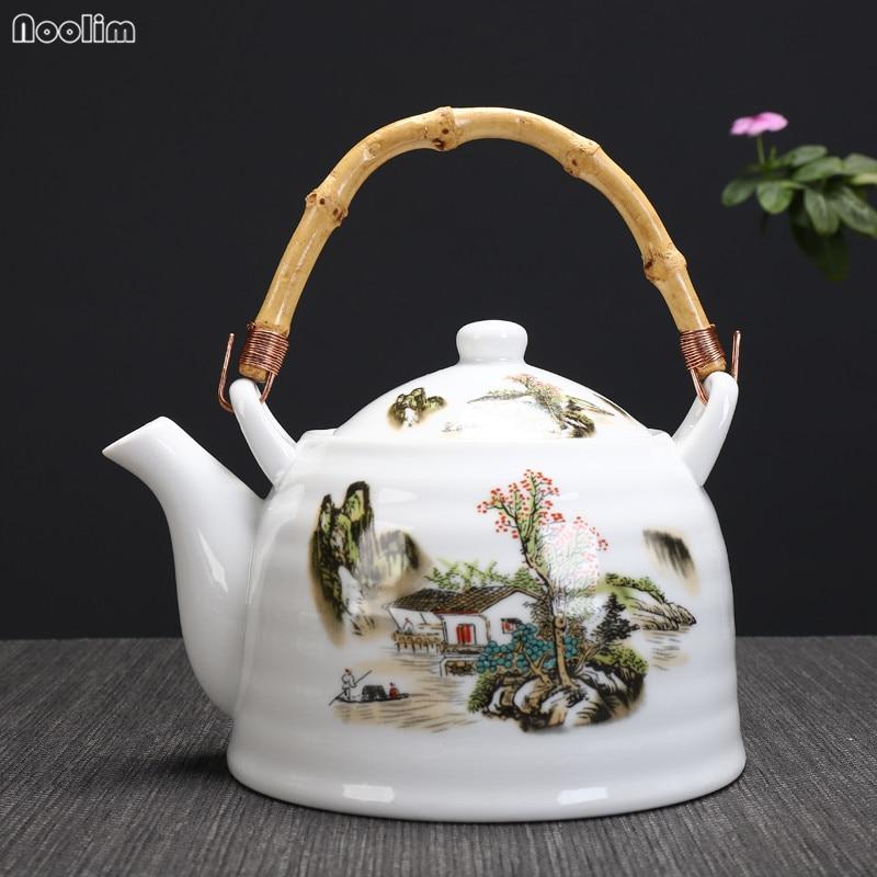 Large Capacity Ceramic High Temperature Teapot with Handle and Filter White Porcelain Restaurant Tea Pot