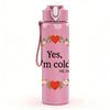 1PC Yes I'm Cold Heart Wreath Graphic,750ml Color Plastic Sports Water Bottle,Leakproof Flip Straw Lid,Suitable for Sports Office Home Use