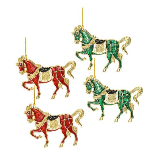 Rhinestone Horse Ornament Elegant Christmas Tree Decoration with Keychain 2D Acrylic Hanging Decor Equestrian Gift for Horse Lovers