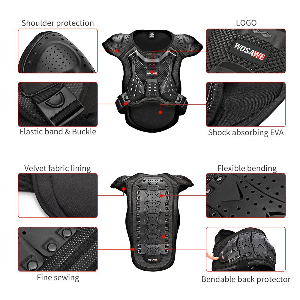 WOSAWE Motorcycle Racing Protective Gear Motocross Armor Vest Knee Pads Elbow Protective Guard