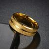Трендовые мужские кольца из матовой нержавеющей стали 8 мм, золотистого цвета, с брашированной канавкой и скошенными краями, обручальные кольца для мужчин, свадебные украшения