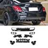VACOMUL C43 Style Rear Bumper Diffuser Lip+Black Exhaust Muffler Pipe Body Kit for Benz C Class W205 C205 C43 C63 AMG 2015-2021