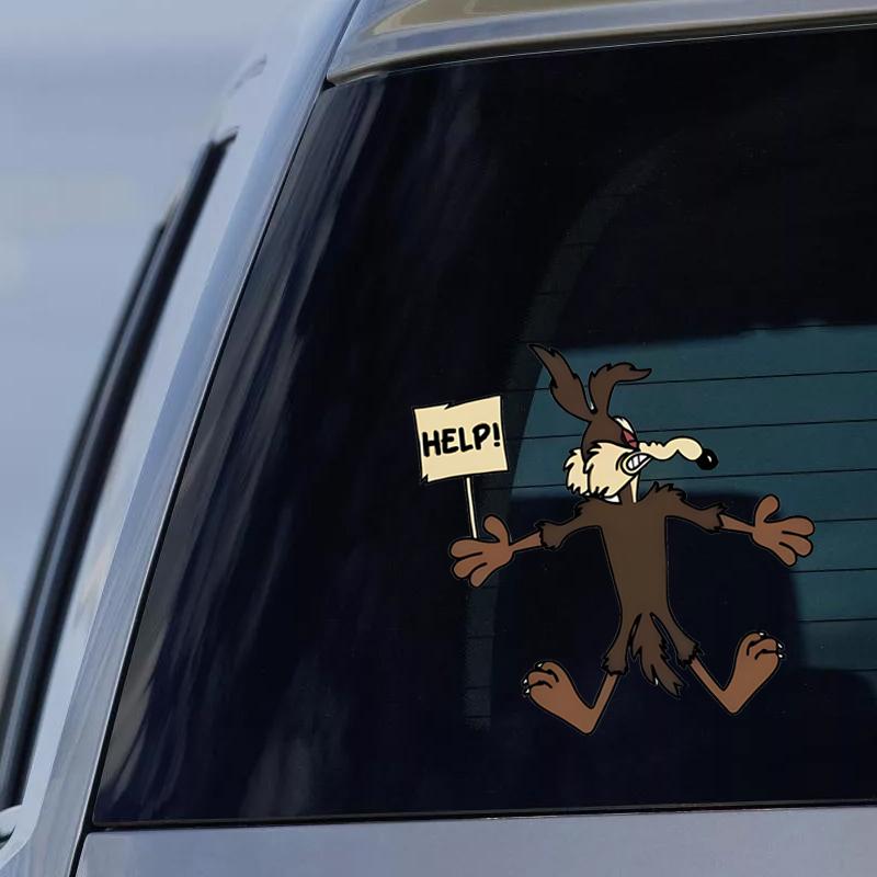 JT179# Wile-E Outlaw Help, Sticker Decal, Road Runner Splat Car Truck Laptop Dent