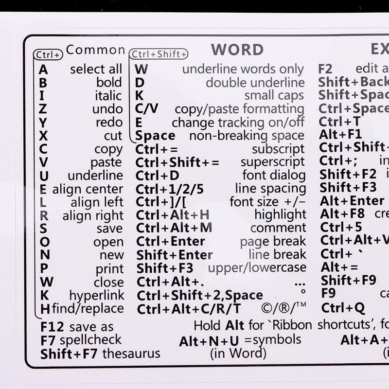 5 шт. Справочная клавиатура для Windows/Word, Наклейка с компьютерными горячими клавишами, Самоклеящиеся съемные наклейки для быстрой справки, Руководство по клавиатуре