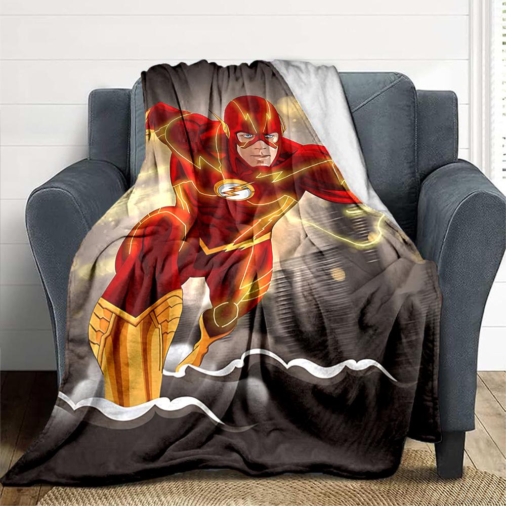 1pc Flash superhero Flannel Throw Blanket Soft, Warm & Cozy for Couch, Bed, Office, and Travel Versatile All Season Gift, Christmas present