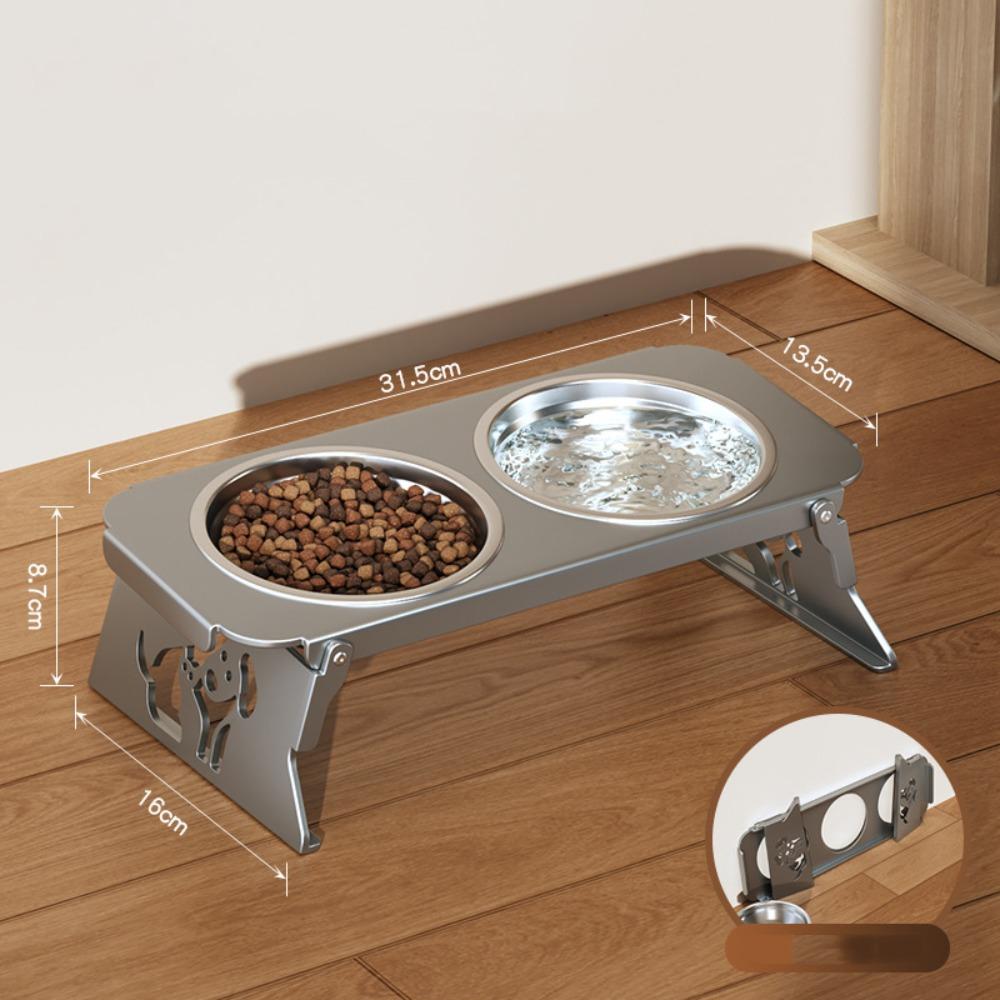 Foldable Raised Pet Feeder Removable Dog Double Bowl Cat Basin Elevated Cat Bowl  Dog Feeding
