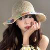 Соломенная шляпа с цветочным узором для женщин, летняя шляпа с большими полями для рыбалки, пляжная шляпа для защиты от солнца и защиты от солнца