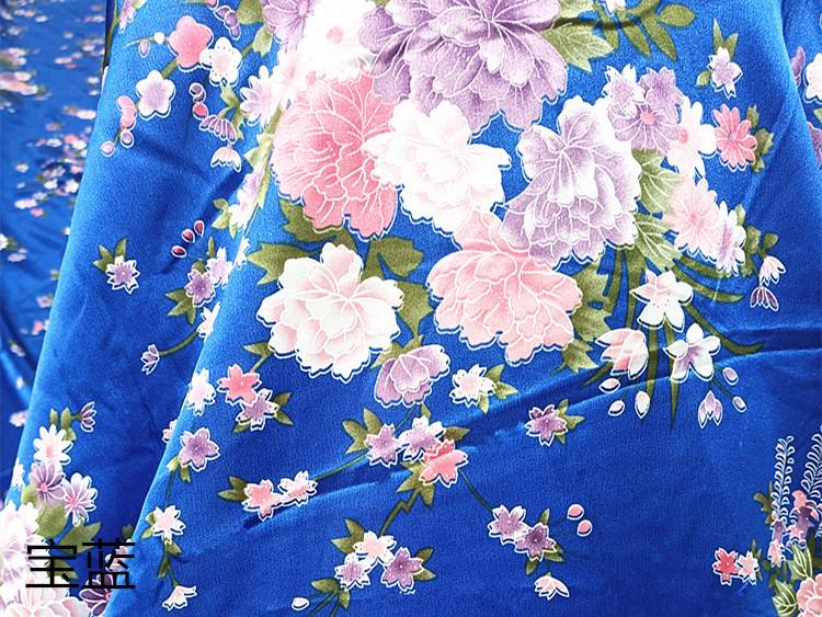 Floral Satin Print Cheongsam Pajamas with Ribbon Headdress and Lantern Kimono Quilt Fabric