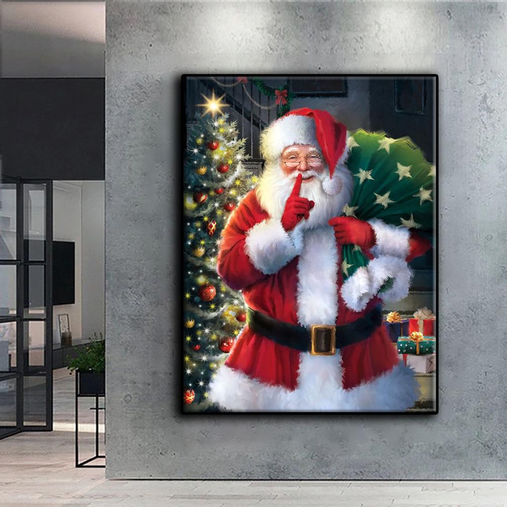 5D DIY Алмазная картина вышивка крестиком Рождественская елка Санта-Снеговик Алмазная вышивка Мозаика Настенное украшение дома