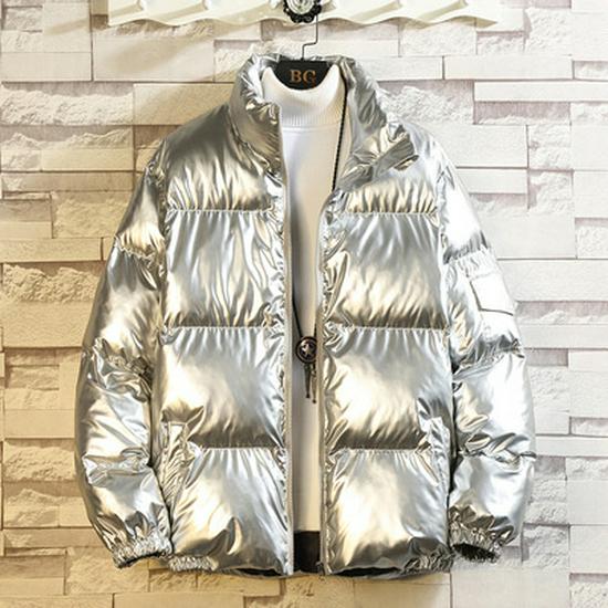 Мужская модная куртка из блестящего хлопка 2023 года - стильное зимнее пальто
