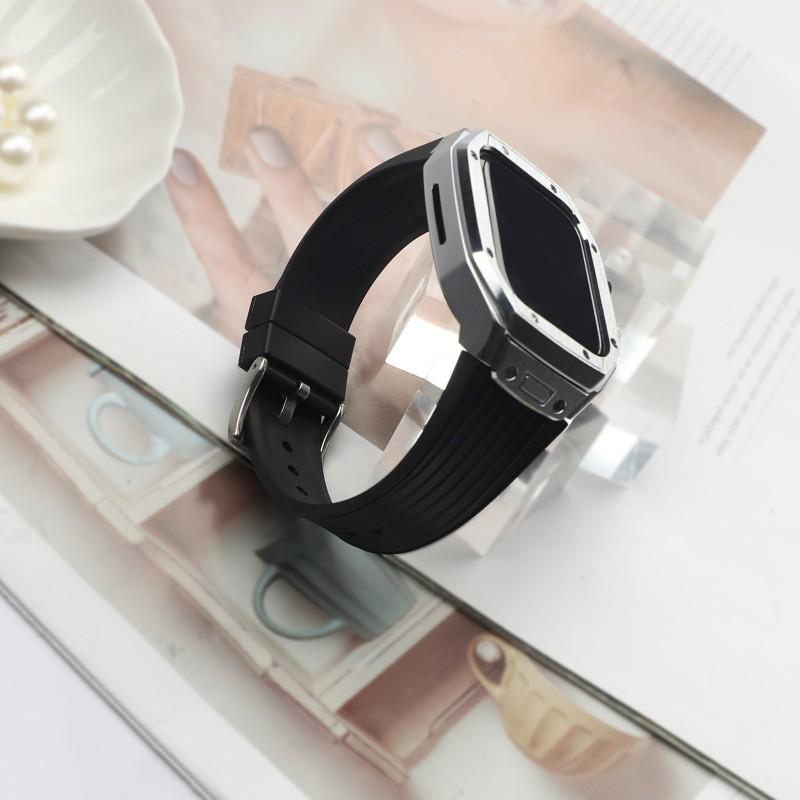 Alloy Frame TPU Band Watch Series 4-9 12 Holes 44/45mm 46mm Business Style