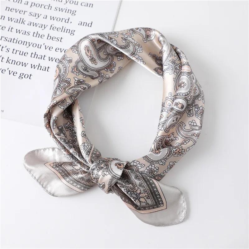 Luxury Floral Print Silk Square Scarf Women Soft Satin Kerchief Hairband Neckerchief Head Hijab Lady Headband Foulard Bag Ribbon