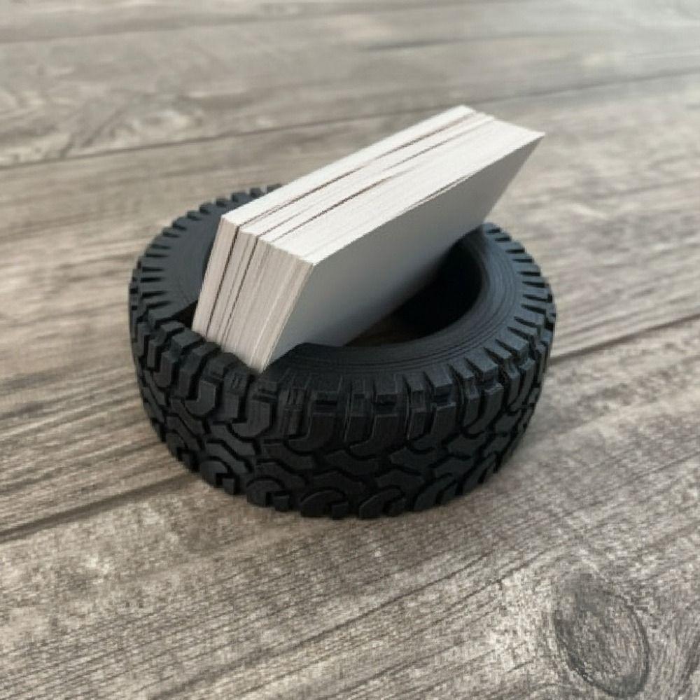 Tire-shaped Business Card Holder Creativity Black Desktops Card Display Stand Unique Novelty Name Card Organizer Room Decor