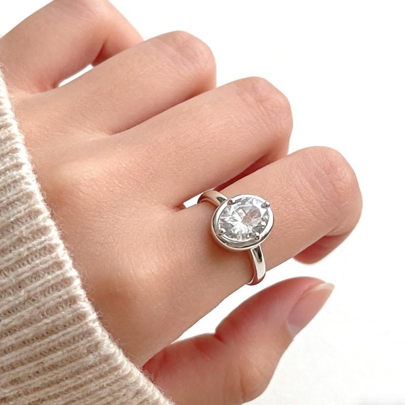 925 Sterling Silver Rings for Women Couple Minimalist Handmade GOld Oval Zircon Ring Fine Jewelry Gift Prevent Allergy