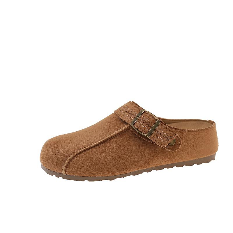 Ретро полушлепанцы на толстой подошве женские осенние новые, женские шлепанцы с закрытым носком для ленивых