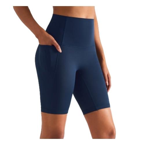 Women's Yoga Pants Nylon Navy Blue High Stretch Breathable Fitness Tights