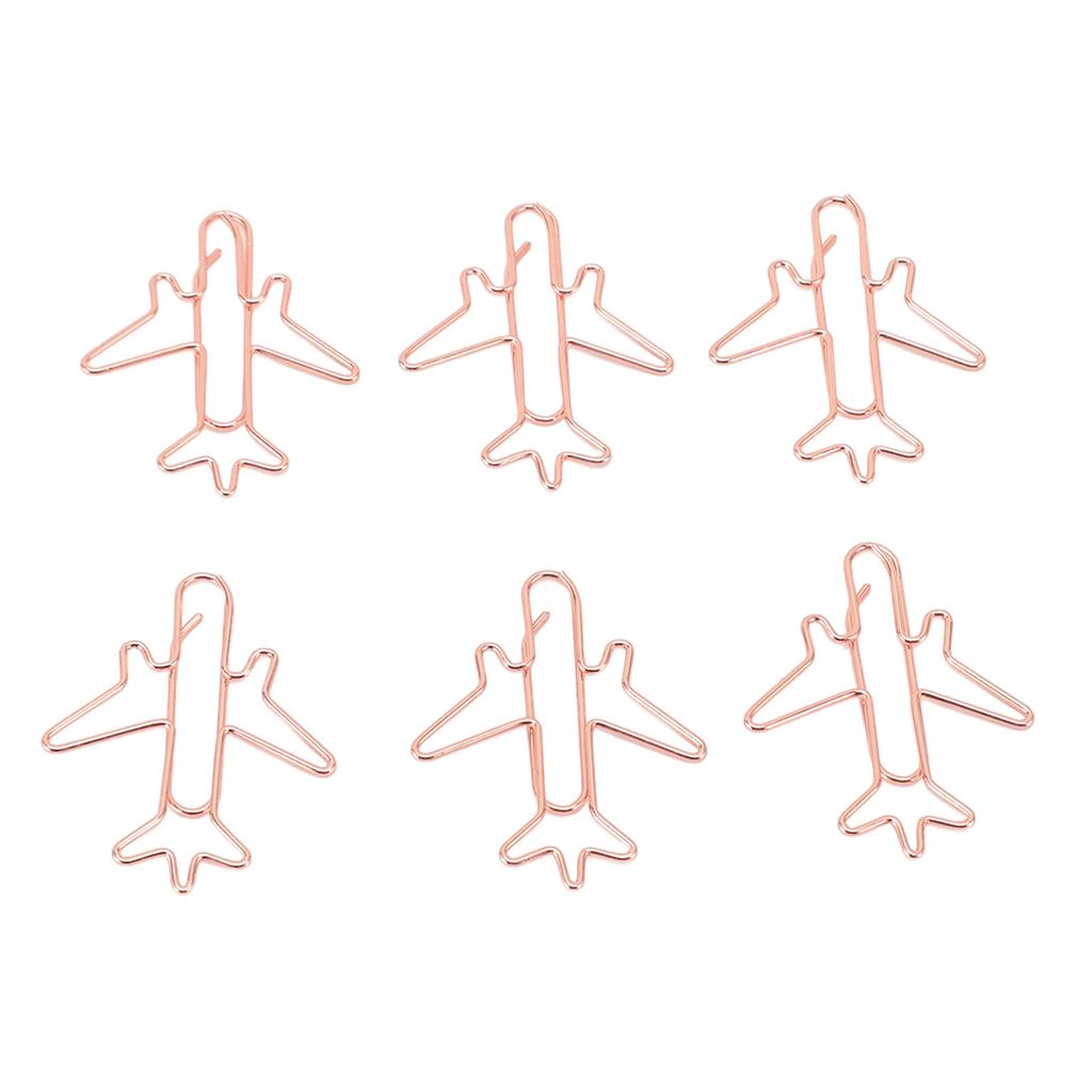 80pcs Airplane Shaped Paper Clips Rose Gold Prevent Rust Plane Shaped Bookmark Clips Office