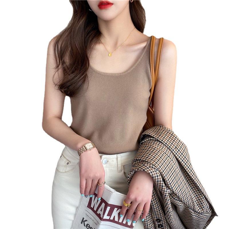 Вязаный жилет женский костюм с базовой рубашкой лето новый белый дизайн халтер топ spice girl