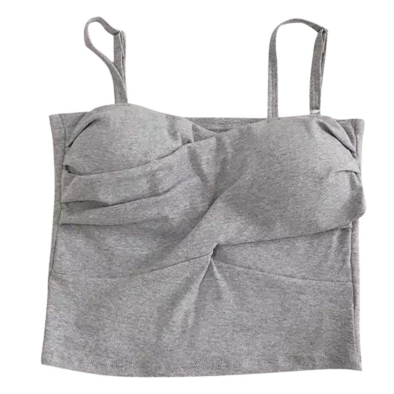 Женский топ-топ на бретельках, однотонный тонкий жилет