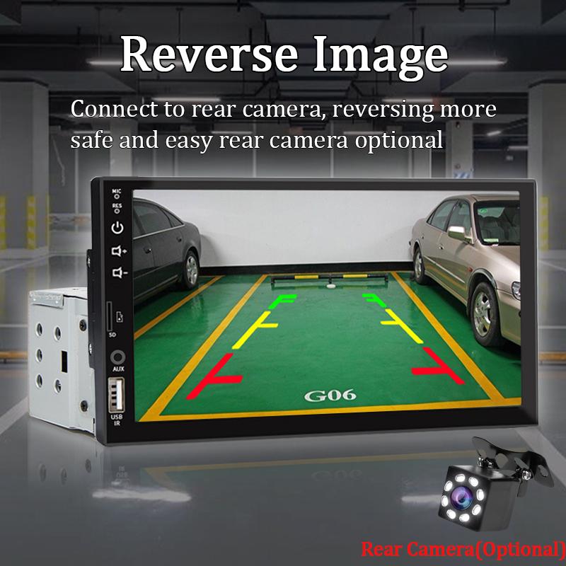 Hippcron Car Radio MP5 Player 1 Din Bluetooth HD 7" Touch Screen Stereo 12V FM ISO Power Aux Input SD USB With / Without Camera