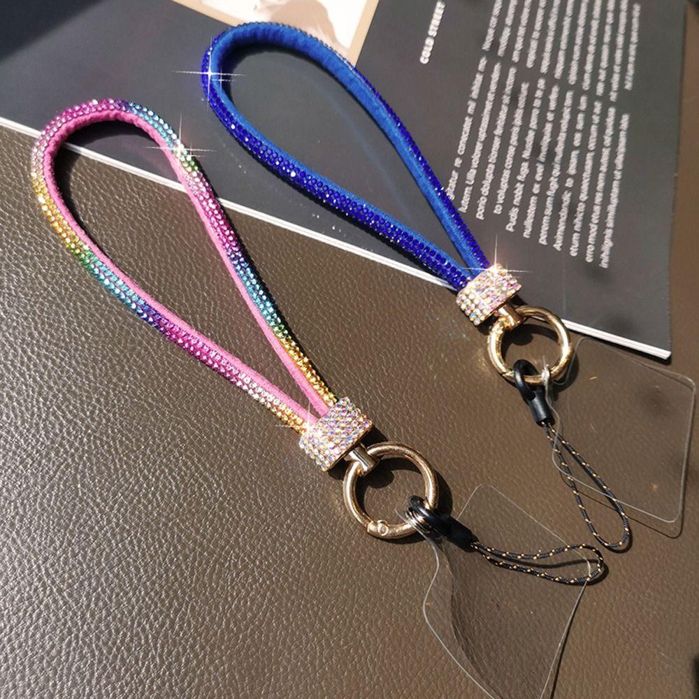 Блестящий бриллиантовый кристалл, шнурок-брелок против потери, подвесной шнур, ремешки на запястье, аксессуары для телефона