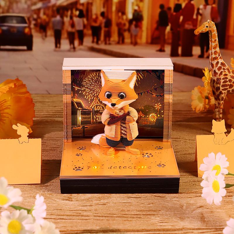3D Pop-up Стикеры и Отрывной Календарь-Блокнот с Дизайном Лисы