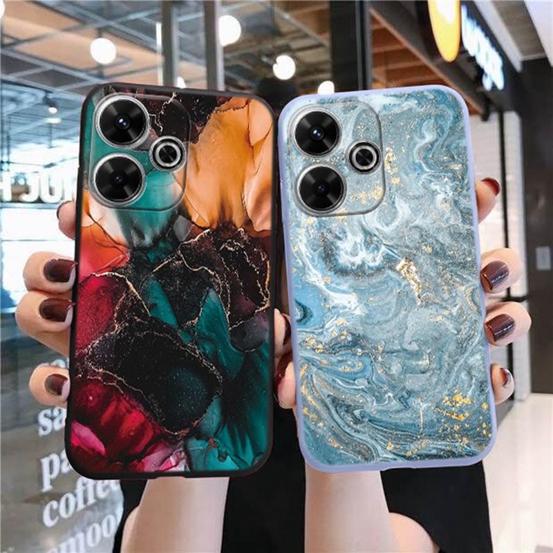 Fashion Marble Soft Silicone Case For Xiaomi Redmi Note 13 Pro 13C Samsung A35 A55 M35 M34 iPhone Huawei Honor 200 Camera Protective Shockproof Cover