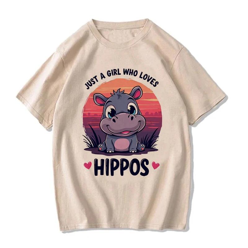 Kawaii Moo Deng Y2k T Shirt Funny Baby Hippo Tshirt Men Women Fashion Mange T-shirt Cartoon Harajuku Tee Tops Streetwear Clothes