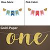 Prince Princess Gold Glitter ONE Hanging Flag 1st Birthday Party Decor Garlands Bunting Banner