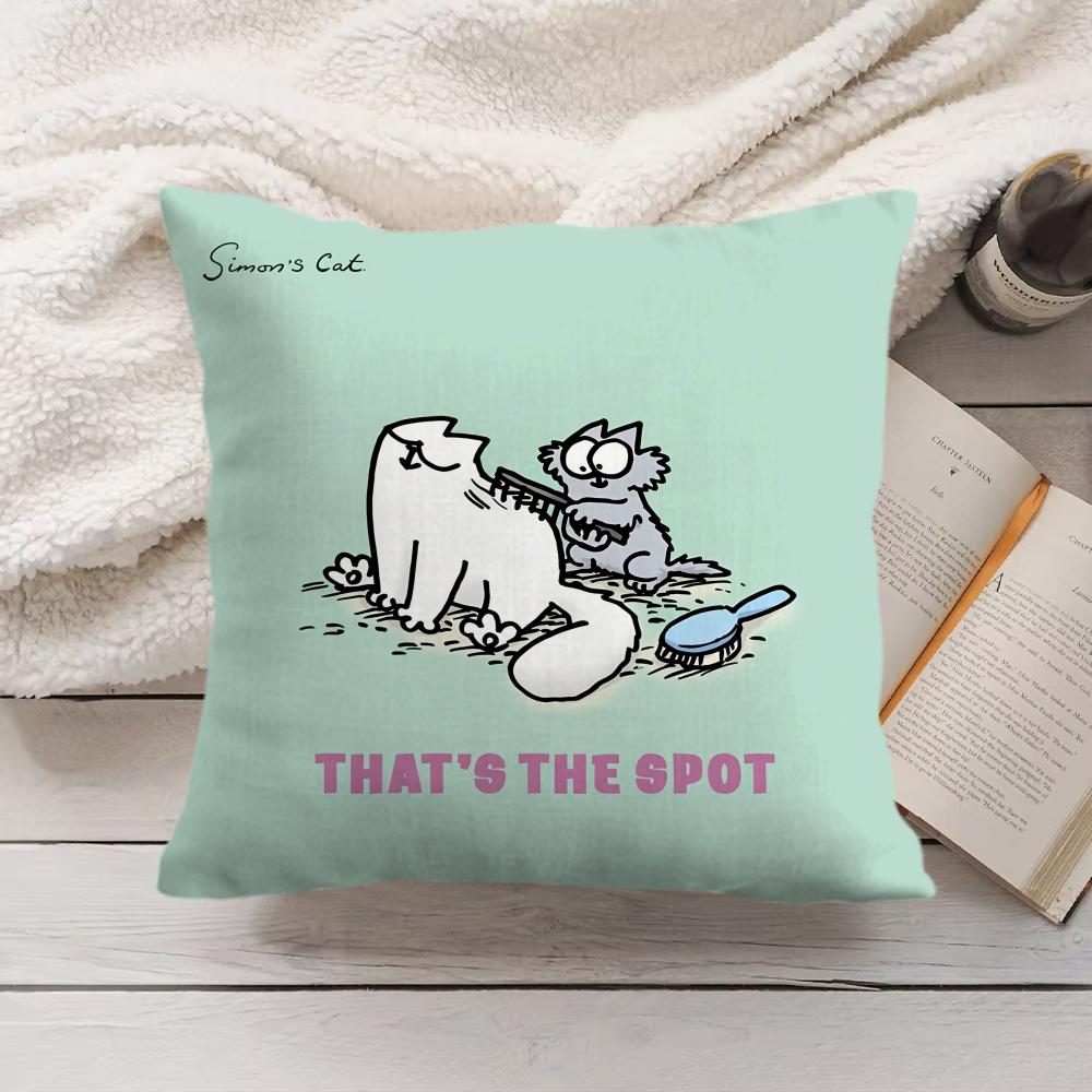 SSimonsCat Cute Cushion Cover Silky Short Plush Invisible Zipper Dustproof Sofa Pillow Case for Home Decor