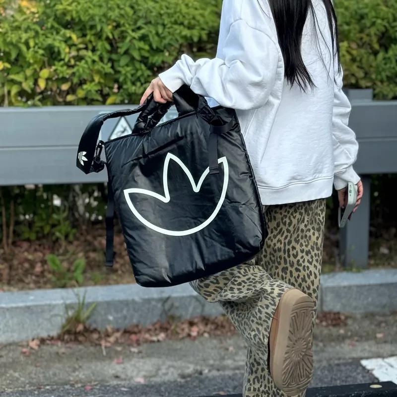 Adidas Originals Glossy Fashion Sports Zipper Shoulder Crossbody Handbag Unisex Handbags Black JW1715