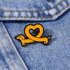 Cute Cartoon Dachshund Enamel Brooch Creative Love Heart Animal Sausage Dog Lapel Pin Badge Backpack Clothing Hat Accessories