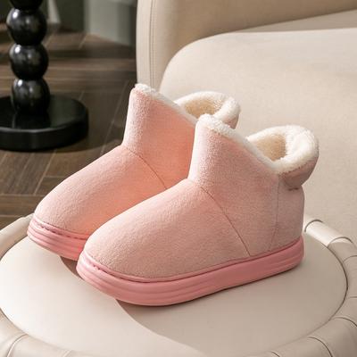 Хлопковые тапочки с высоким верхом, женские, на танкетке, зимние, домашние, комнатные, бытовые, теплые шерстяные тапочки, нескользящие плюшевые хлопковые туфли, зима