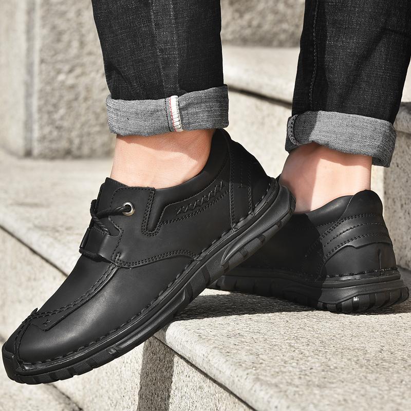 Повседневная обувь Ретро-обувь из коровьей кожи Мужские мокасины Повседневная обувь из кожи ручной работы Мокасины Мужские туфли на плоской подошве