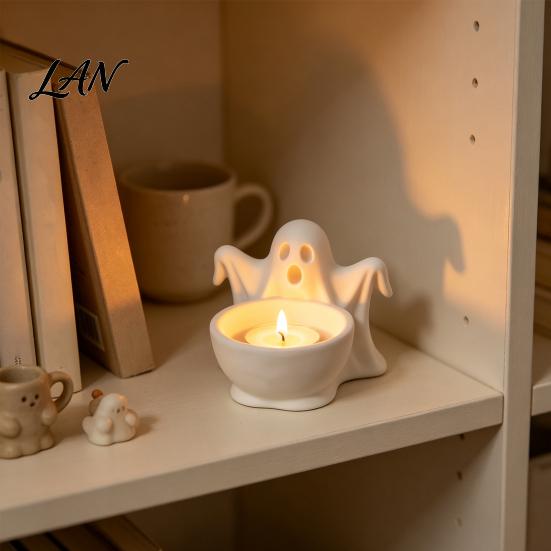 Funny Holiday Party Decorations 3D Printed Ghost Storage Ornament, Cute Candy Bowl, Halloween Desktop DIY Hand Painted Crafts Jewelry Holder, Creative