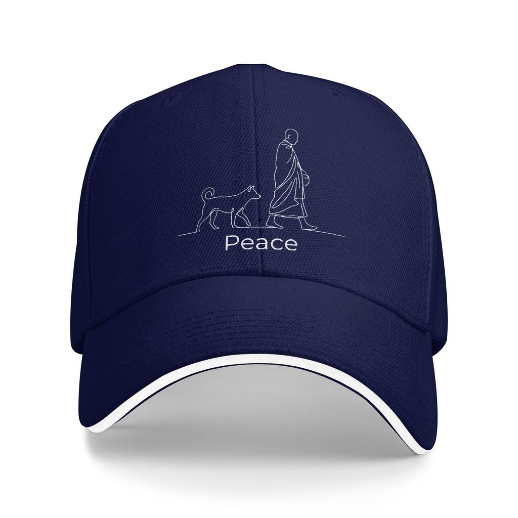 Gorra De Béisbol Informal De Verano Para Hombre Con Diseño De Monjes Del Arte Zen Minimalista Walk For Peace Y Perro Aloka Es