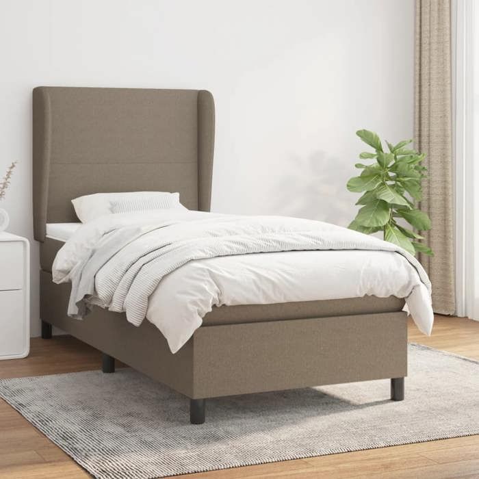 Maison Exclusive - Sommier à lattes de lit avec matelas Taupe 100x200 cm Tissu