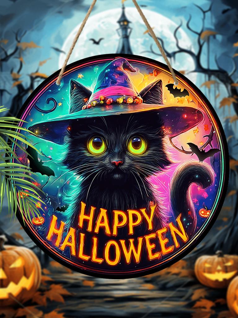 2D Flat Wooden Hanging Decorative signs,Halloween Decorations, Family Wall or Door Decorations,garden decorations,Halloween Gifts for Friends