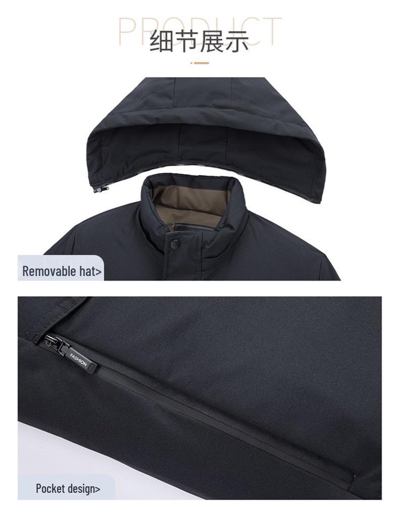 Dad's Winter Graphene Heated Cotton Jacket with Detachable Hood - Men's M2853