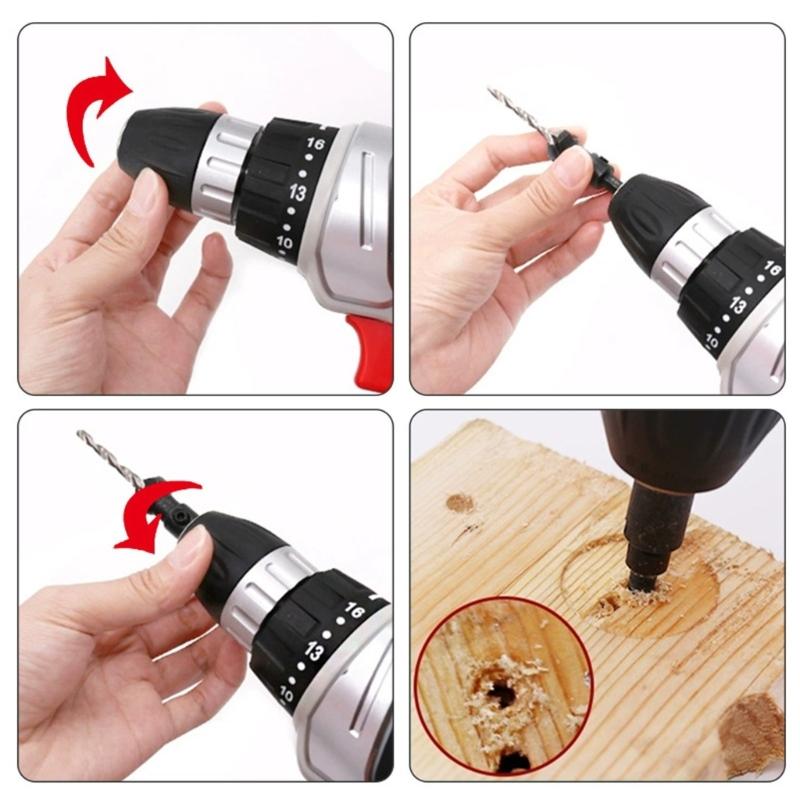 4Pcs 1/4inch Hex Shank Adjustable Countersink Drill Bit Set Replaceable Drill Bit Woodworking Countersink Drill Bit