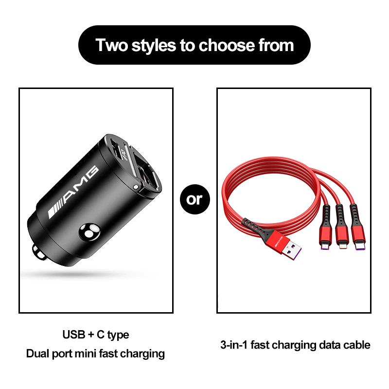 3-in-1 Car Quick Charger Data Line/Cigarette Lighter Convert Plug For Mercedes Benz AMG W203 W205 W206 W211 W220 W212 W201 W210