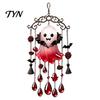 Halloween Party Supplies Ghost Wind Chime Decoration, Vintage Sun Catcher with Faux Crystal Alloy Chain Drops Tassels, Acrylic Hanging Ornament