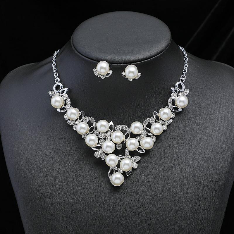 Cubic Zirconia Necklace Elegant Imitation Pearl Necklace Necklace Earring Set Formal Jewelry Accessories For Bridesmaids