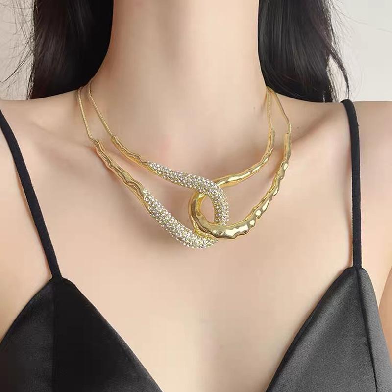 Sense U-shaped Cross Flash Diamond Splicing Chain Collar Light Luxury Fashionable Choker Neck Chain