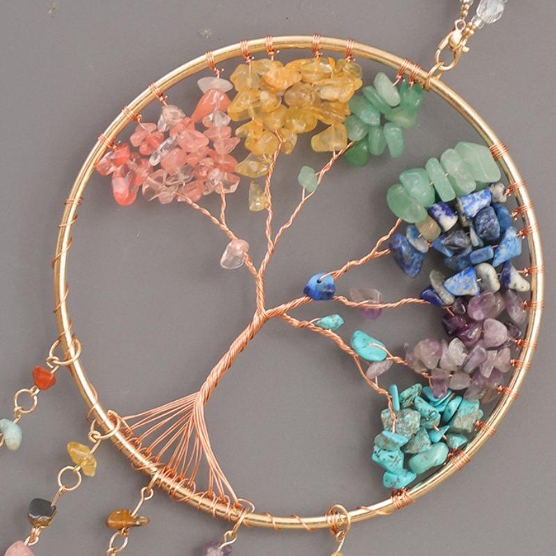 Luxury Agate Life Tree Dream Catcher Aesthetic Funny Wind Chimes Creative Art Macrame Ornament Home Wall Decoration Crafts Gift