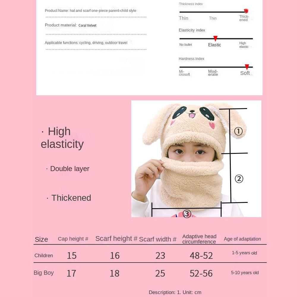 Plush Coral Velvet Cap Cartoon Rabbit Baby Scarf Hat Winter Warm Neck Cap Children