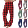 Women  Winter Plaid Printed Pants Full Length Long Trousers Sports Pants