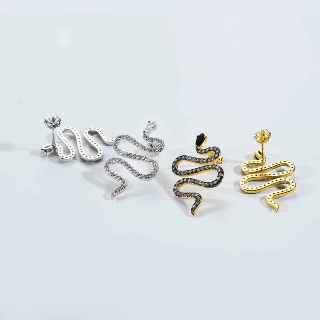 ANDYWEN 100% Стерлингового Серебра 925 пробы, Золото, Сплит-покрытие, Длинные серьги-капли с фианитами в виде змеи, серьги-подвески в стиле рок-панк, вечерние украшения для девочек, 2023