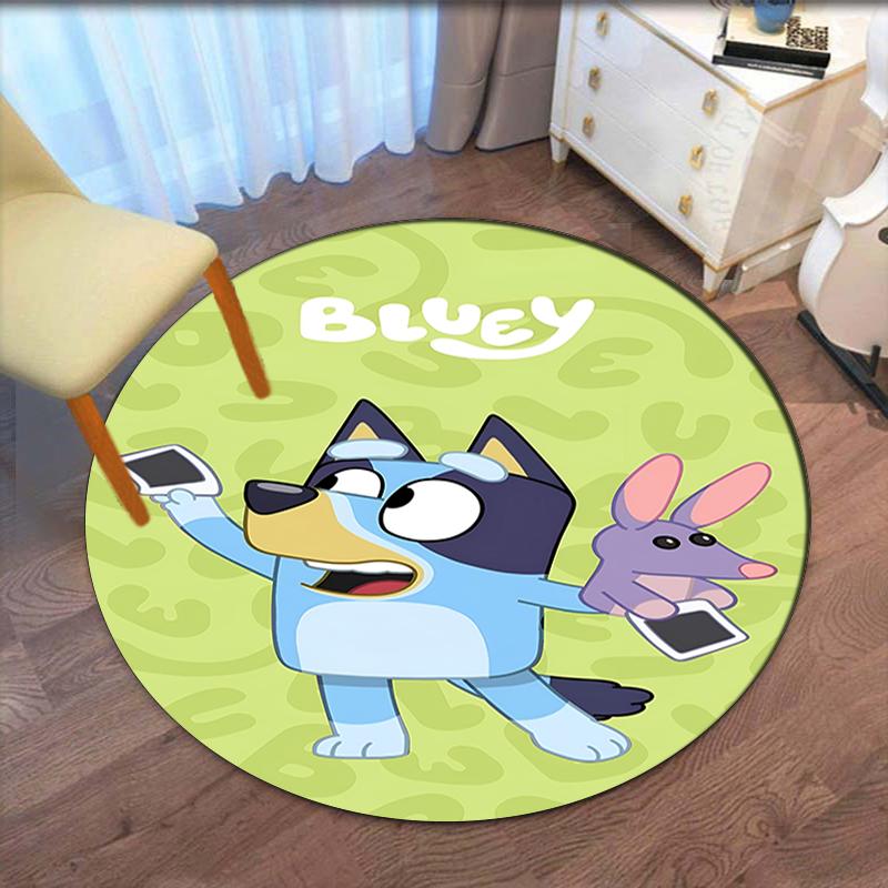 Bluey Printed Round Rug Carpet Chair Rug Area Rug Entryway Doormats,for Office Chair Living Room Bedroom Kitchen Room.